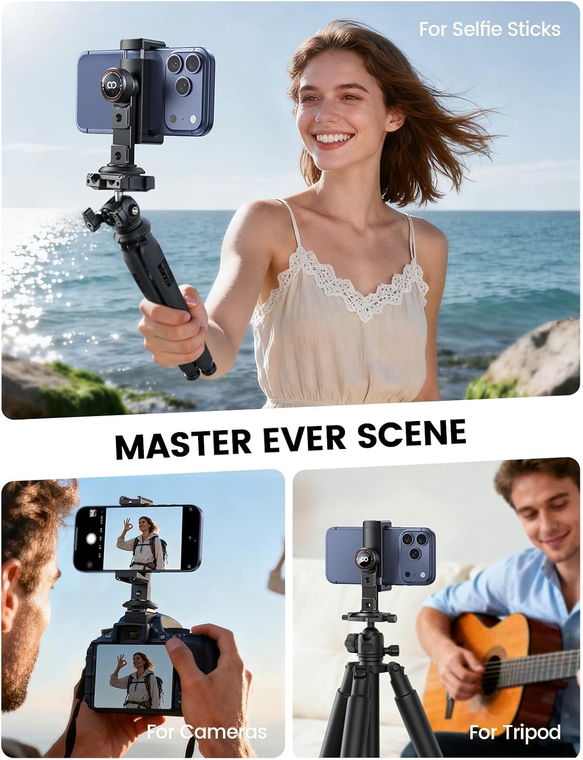 image:imageLamicall Phone Tripod Mount Adapter with 3 Cold Shoes Arca Portamp14 Screw Aluminum Alloy Wider Clamp Camera Phone Holder 360 Phone Stand for Video Streaming Vlogging Rig for iPhone 175 Smartphone