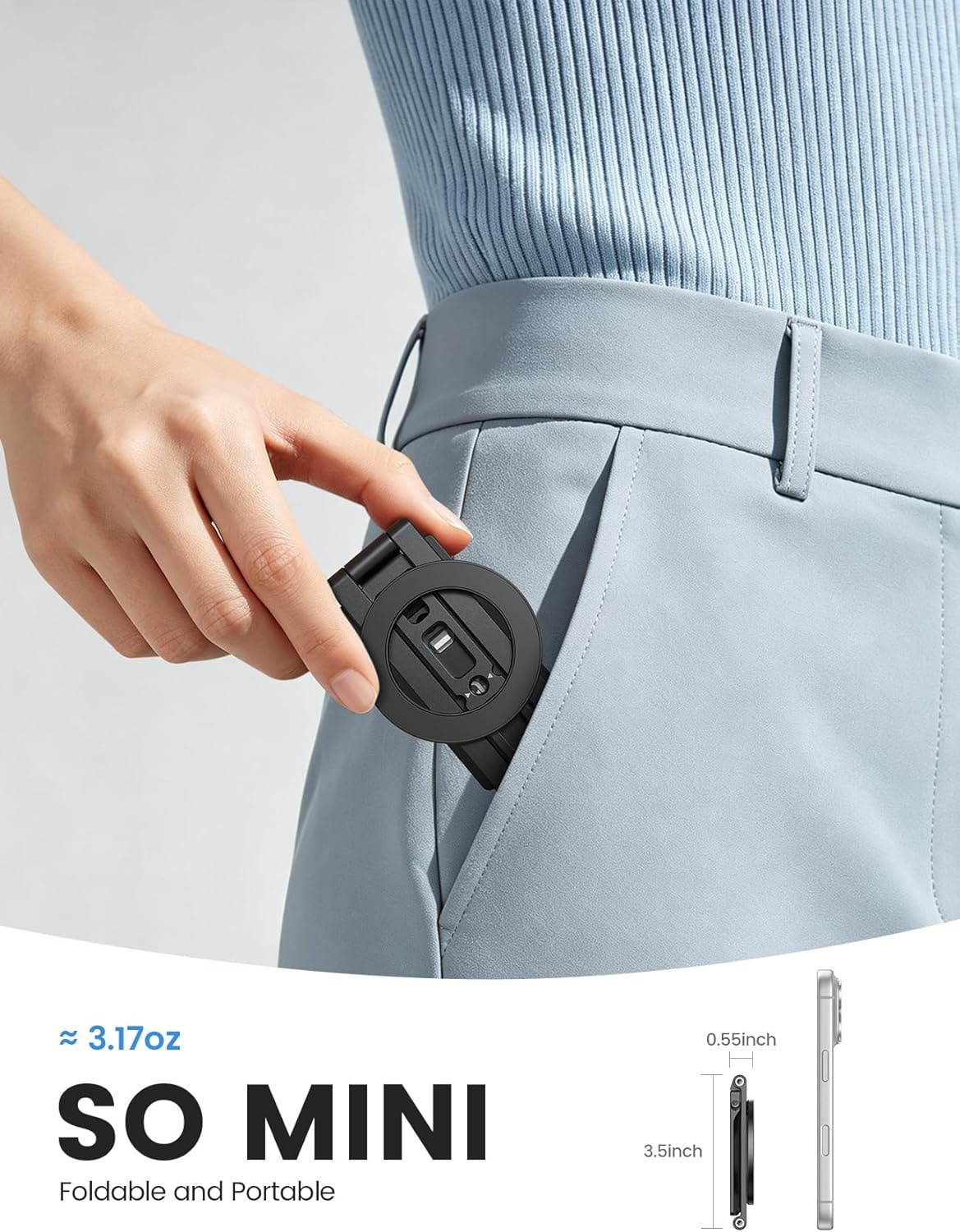image:imageLamicall for MagSafe Tripod Stand UltraCompact with 14 Screw Arca Hook Aluminum Magnetic Tripod for iPhone Flexible 20x Magnet Phone Stand Gift Accessories for Women Men for iPhone 17 16 15 BlackBlack