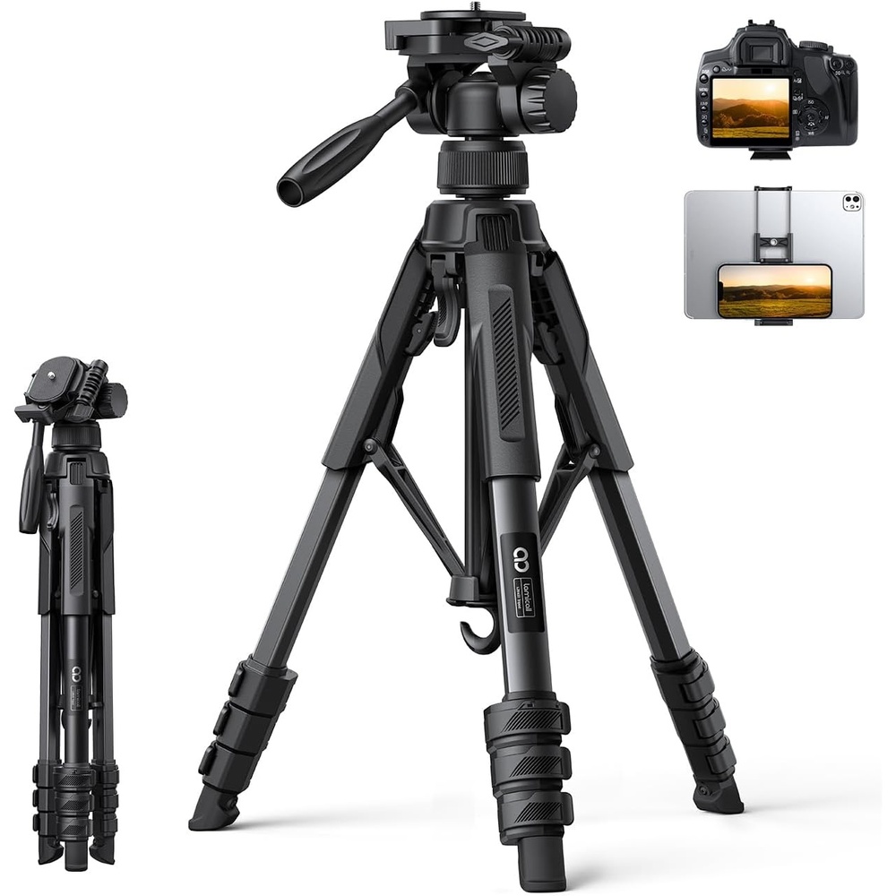 image:imageLamicall 67 Camera Tripod with Rapid Leg Deployment for Video Photo Vlog  176LBS Max Load Ultra Stable Tripod for Camera with Phone Holder amp Carry Bag for DSLR Pocket 34 iPhone 1716 Pro MaxBlack