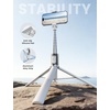 Lamicall 65″ Tripod for iPhone 0.77lb Selfie Stick with Remote & Cold Shoe | Auto Open Phone Tripod Ultra-Stable Phone Stand for Recording for Travel Live Stream Vlog fit iPhone 17 Pro Max Android-Black(NEW Upgraded – White)