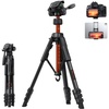 Lamicall 67″ Camera Tripod with Rapid Leg Deployment for Video Photo Vlog | 17.6LBS Max Load, Ultra Stable Tripod for Camera with Phone Holder & Carry Bag for DSLR Pocket 3/4 iPhone 17/16 Pro Max(NEW Upgraded – Orange)