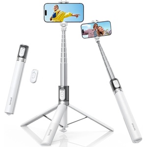 Lamicall 65″ Tripod for iPhone 0.77lb Selfie Stick with Remote & Cold Shoe | Auto Open Phone Tripod Ultra-Stable Phone Stand for Recording for Travel Live Stream Vlog fit iPhone 17 Pro Max Android-Black(NEW Upgraded – White)