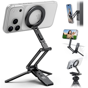 Lamicall for MagSafe Tripod Stand Dual-Side Magnetic with 1/4″, Arca, Hook | 360° Upgraded tiny Aluminum Magnetic Phone Tripod for iPhone 17/16/15 Pro Max Women Men Phone Stand fit Vlog Travel Black(Black)