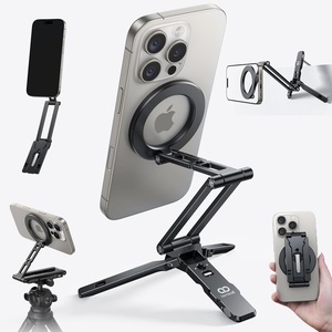 Lamicall for MagSafe Tripod Stand Ultra-Compact with 1/4″ Screw, Arca, Hook | Aluminum Magnetic Tripod for iPhone, Flexible 20x Magnet Phone Stand Gift Accessories for Women Men for iPhone 17 16 15 Black(Black)