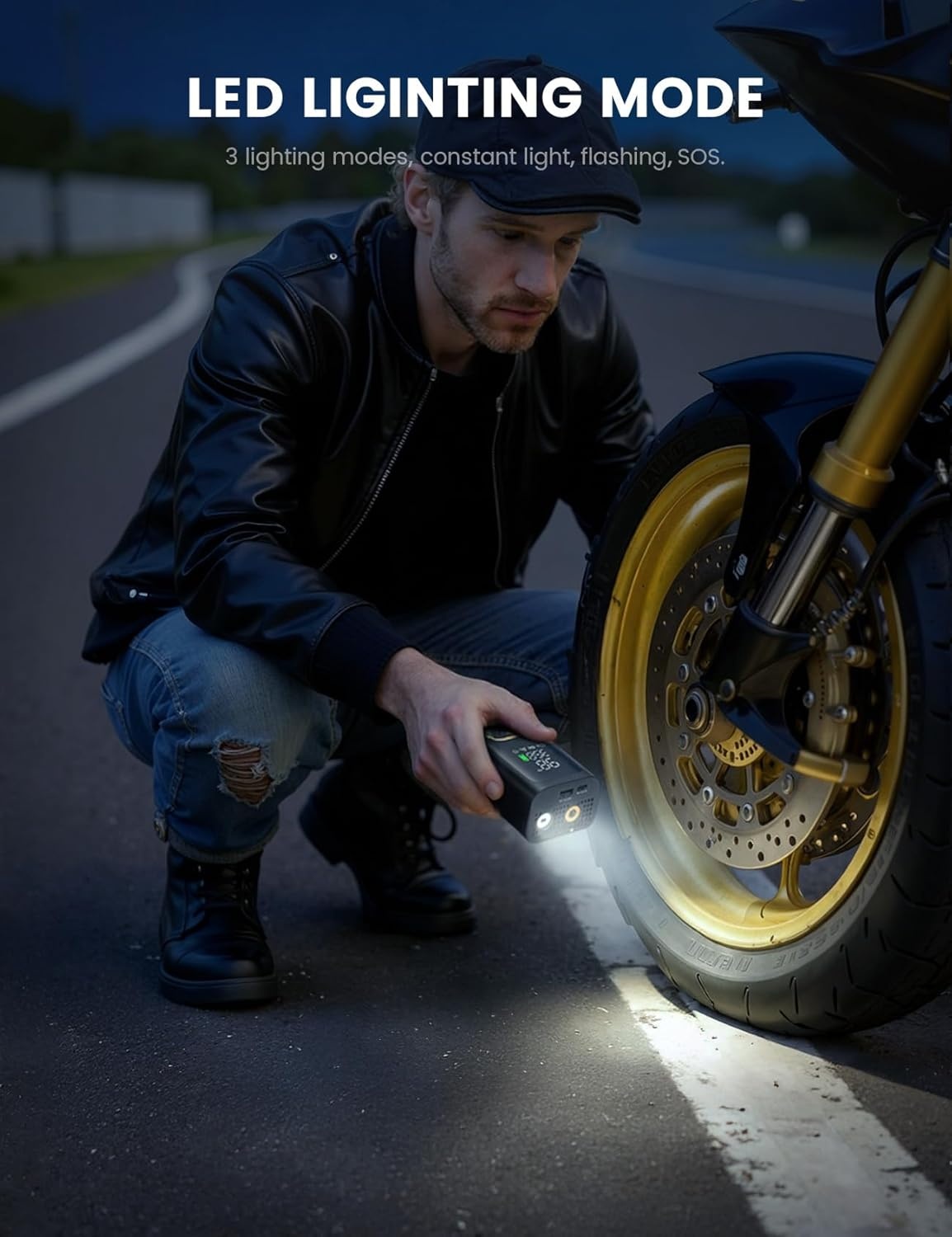 image:imageLamicall Car Tire Inflator Portable Air Compressor 4X Faster 150 PSI with Auto Stop Rechargeable Pressure Gauge Display LED Light Car Accessories Automatic Air Pump for Motorcycle Bike BallBlack