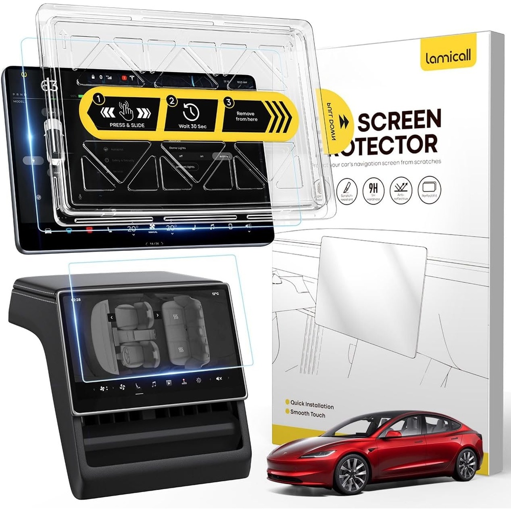 image:imageLamicall 154 Tesla Model Y Juniper 2025Model 3 202426 Screen Protector Anti Scratch amp Fingerprint 2 Pack Front amp Backseat Tempered Glass Screen Protector for Tesla Model Y Juniper Model 3