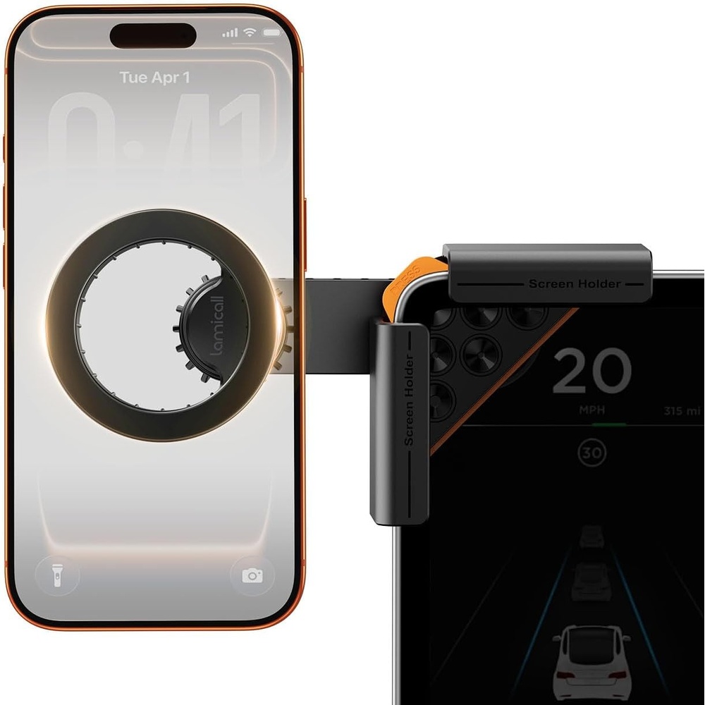 image:imageLamicall Magnetic Phone Holder for Tesla Model 3 and Y Strongest N55 Magnet No Adhesive for Tesla Phone Mount Oneclick Lock Adjustable for Magsafe Car Mount fit iPhone 17 16 15 14 Pro Max All Phones