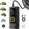 Lamicall Car Tire Inflator Portable Air Compressor, 4X Faster, 150 PSI | with Auto Stop, Rechargeable, Pressure Gauge Display, LED Light, Car Accessories Automatic Air Pump for Motorcycle Bike Ball(Black)
