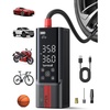 Lamicall Portable Car Tire Inflator Air Compressor 4X Faster 150 PSI | Pressure Gauge Display, Rechargeable, LED Light, Automatic Cordless Air Pump Car Accessories for Motorcycle Bike Wheels Gifts(19.7″ Hose)