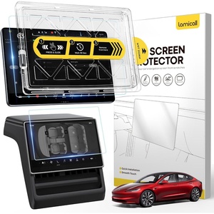 Lamicall 15.4” Tesla Model Y Juniper 2025/Model 3 2024-26 Screen Protector | Anti Scratch & Fingerprint, 2 Pack Front & Backseat, Tempered Glass Screen Protector for Tesla Model Y Juniper / Model 3