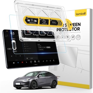 Lamicall Tesla Model Y (2020-2024) & Model 3 (2017-2023) Screen Protector | Anti Scratch & Fingerprint, 9H Hardness, Glossy Tempered Glass Screen Protector for Tesla Model Y / Model 3