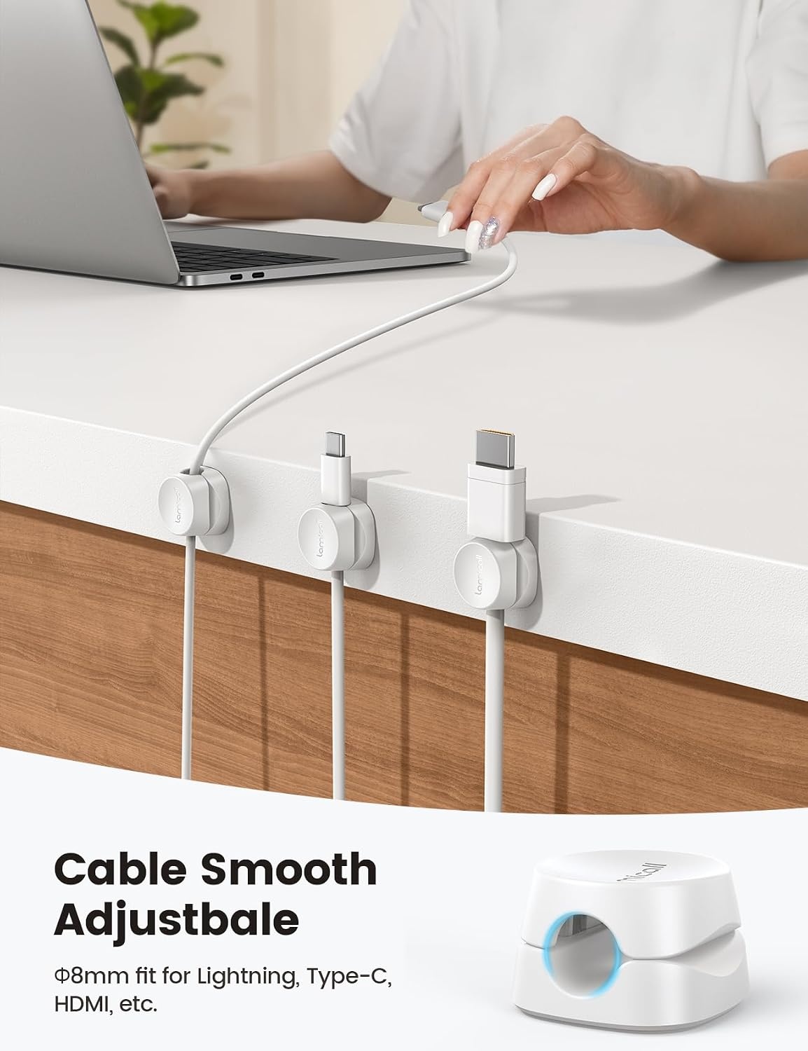 image:image10Pack Cable Spring Holder Clips Cord Organizer for Desk Lamicall Adjustable Cord Clip Wire Holder Organizer Phone USB Charger Cable Holder White Wire Holder Organizer Phone USB Charger Cable Holder Cable Management for Nightstand Wall Adhesive White12Pack 1Slot