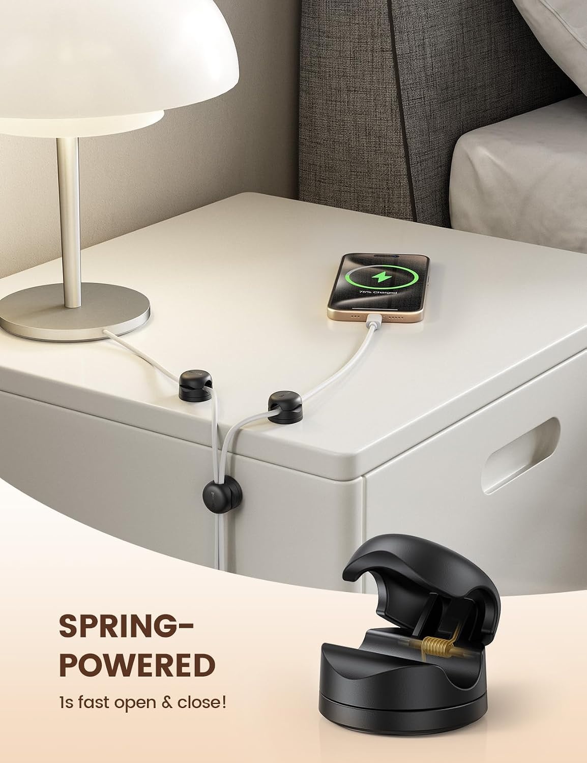 image:imageLamicall 12Pack Rotating Cord Organizer Desk Office Nightstand Accessories Spring Cable Management Clips Adhesive Phone Charger Holder Gadgets Wire Organizer Keeper for Home Dorm Room Workspace6Pack Rotatable