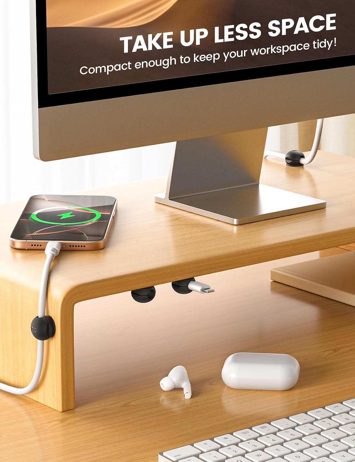 image:imageLamicall 12Pack Rotating Cord Organizer Desk Office Nightstand Accessories Spring Cable Management Clips Adhesive Phone Charger Holder Gadgets Wire Organizer Keeper for Home Dorm Room Workspace12Pack Silicone Magnetic