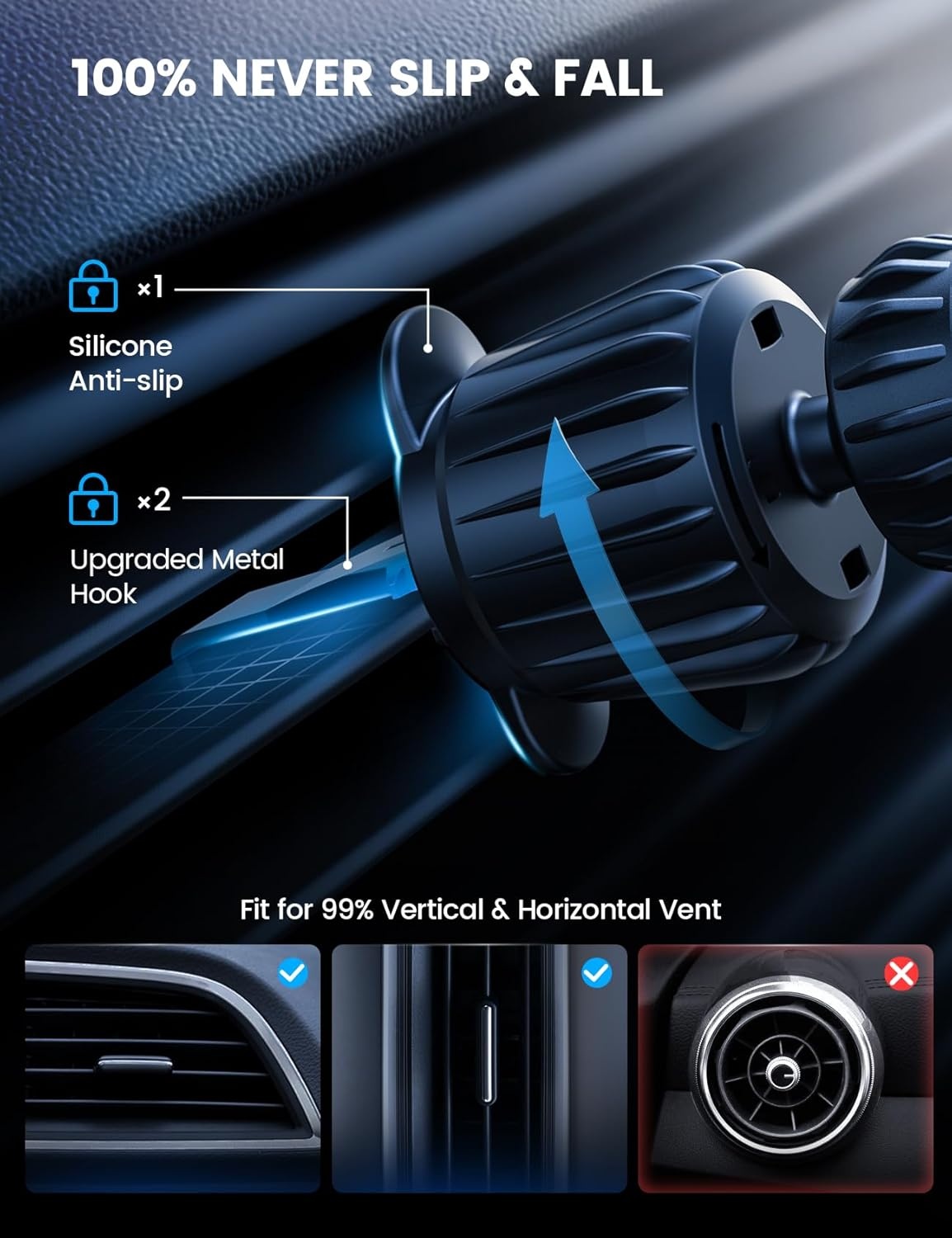 image:imageLamicall 15W for MagSafe Car Mount Charger Vent Dashboard 360 for iPhone 20x Strong Magnets Wireless Car Phone Holder Charger Phone Holder Accessories for Women Men for iPhone 17 16 Pro Max SilverBlack