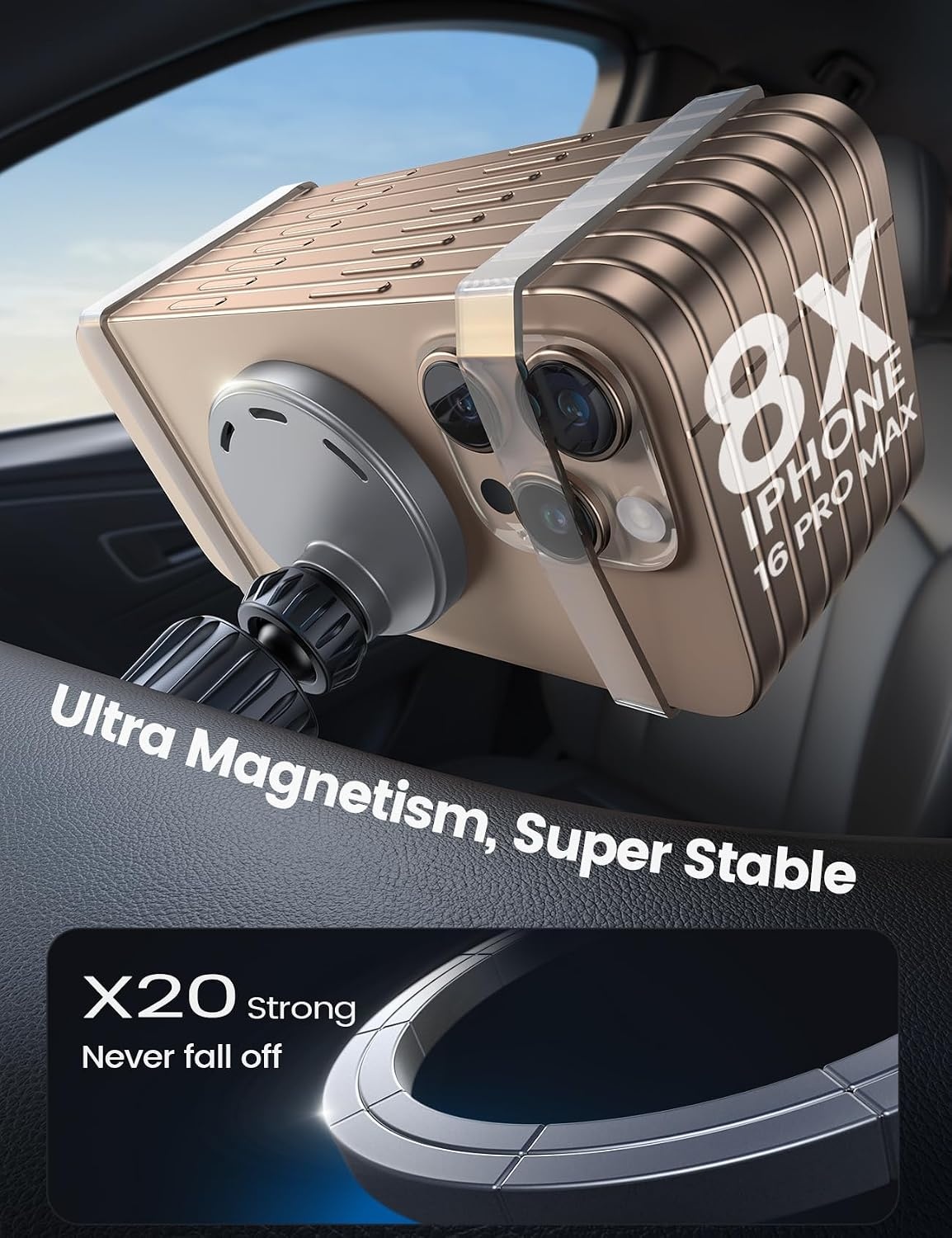 image:imageLamicall 15W for MagSafe Car Mount Charger Vent Dashboard 360 for iPhone 20x Strong Magnets Wireless Car Phone Holder Charger Phone Holder Accessories for Women Men for iPhone 17 16 Pro Max SilverNEW Upgraded Silver