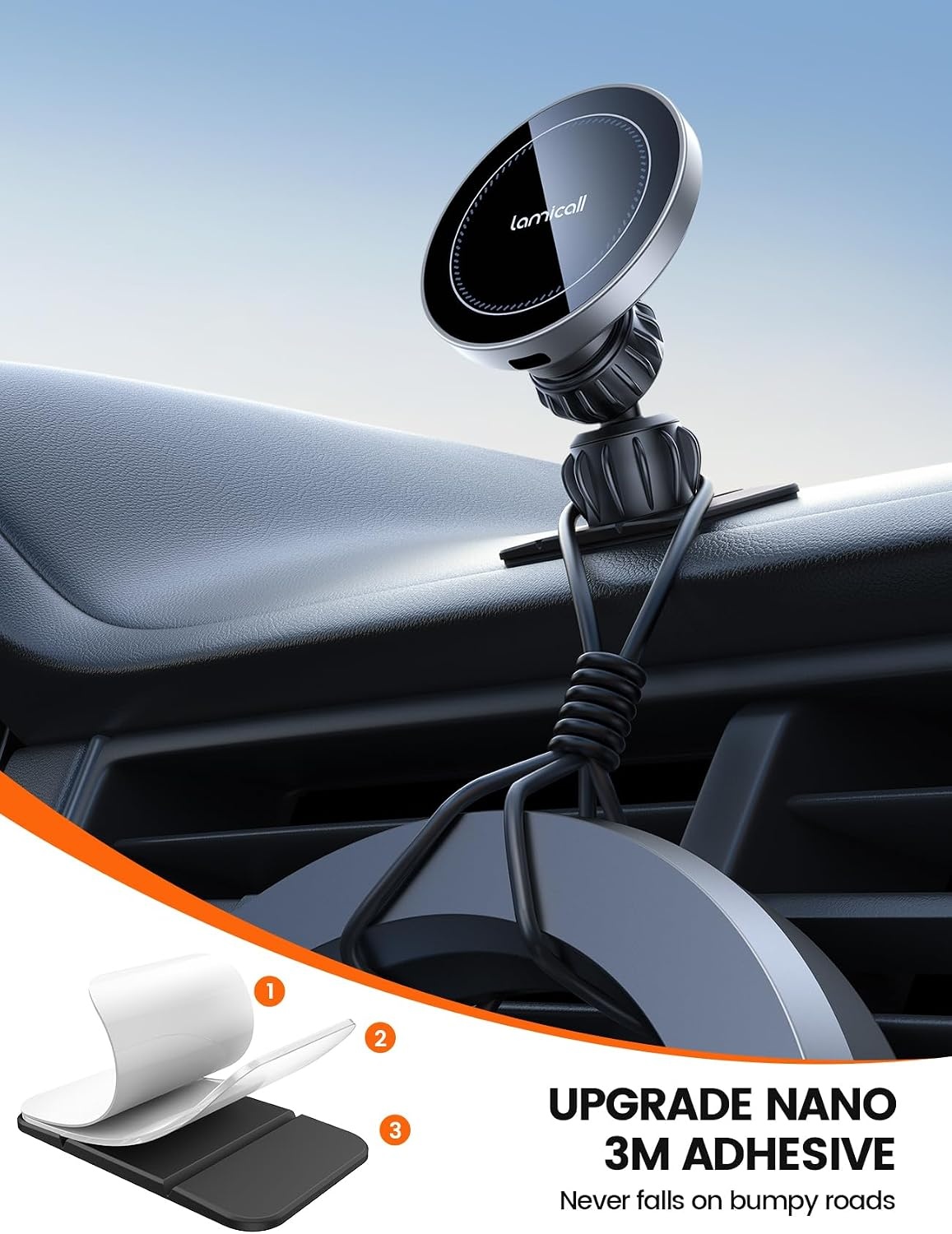 image:imageLamicall 15W for MagSafe Car Mount Charger Vent Dashboard 360 for iPhone 20x Strong Magnets Wireless Car Phone Holder Charger Phone Holder Accessories for Women Men for iPhone 17 16 Pro Max SilverNEW Upgraded Silver