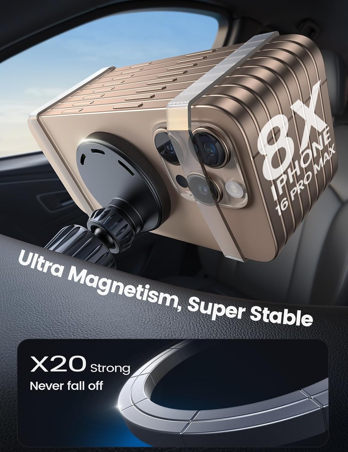 image:imageLamicall 15W for MagSafe Car Mount Charger Vent Dashboard 360 for iPhone 20x Strong Magnets Wireless Car Phone Holder Charger Phone Holder Accessories for Women Men for iPhone 17 16 Pro Max SilverBlack
