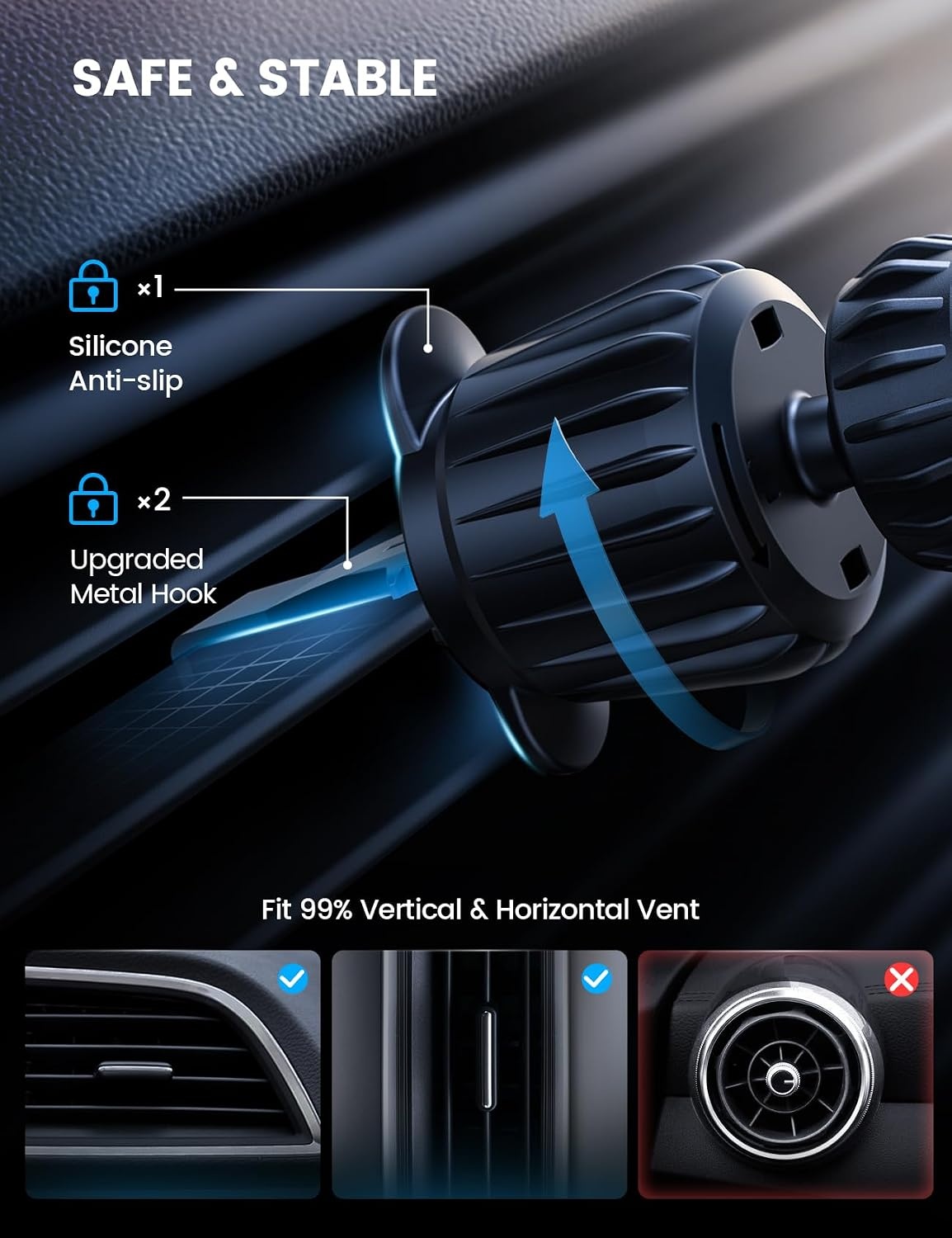 image:imageLamicall 15W for QI2 Magsafe Car Mount Charger Vent Dashboard RGB LED 360 Wireless Car Phone Holder HandsFree Magnetic Phone Holder for Car Charging for iPhone 17 Air Pro Max Plus 16 15 14 13 12Black