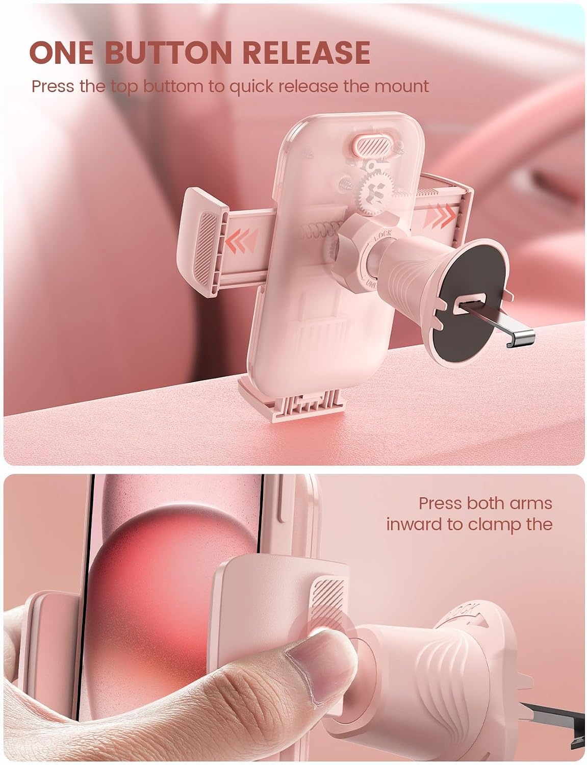 image:imageLamicall 2026 Wider Clamp amp Metal Hook Car Phone Holder Vent Accessories Thick Cases Friendly Phone Holders for Your Car Mount Hands Free for Women Men Gift for iPhone 17 16 15 14 13 Pro Max BlackNEW Upgraded Pink