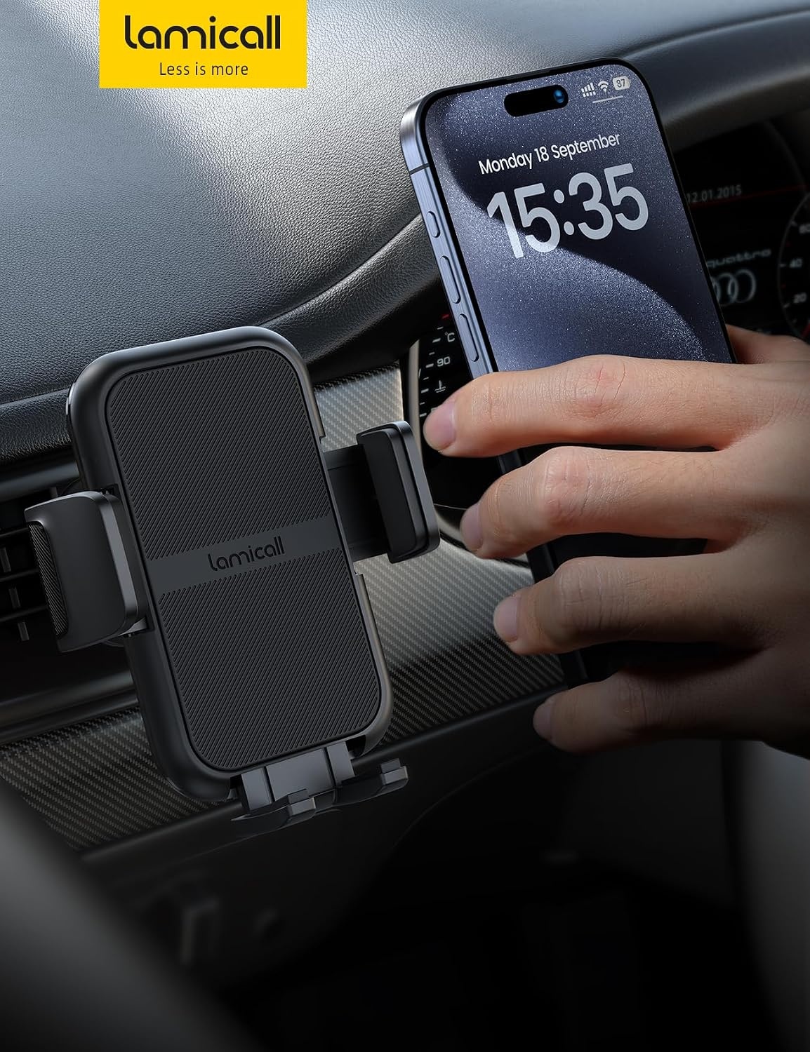 image:imageLamicall 2026 Wider Clamp amp Metal Hook Car Phone Holder Vent Accessories Thick Cases Friendly Phone Holders for Your Car Mount Hands Free for Women Men Gift for iPhone 17 16 15 14 13 Pro Max BlackBlack