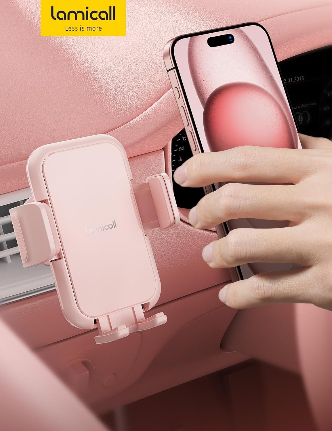 image:imageLamicall 2026 Wider Clamp amp Metal Hook Car Phone Holder Vent Accessories Thick Cases Friendly Phone Holders for Your Car Mount Hands Free for Women Men Gift for iPhone 17 16 15 14 13 Pro Max BlackNEW Upgraded Pink