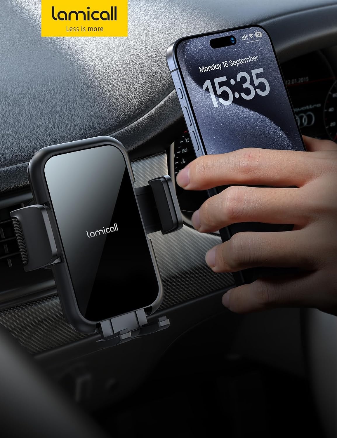 image:imageLamicall 2026 Wider Clamp amp Metal Hook Car Phone Holder Vent Accessories Thick Cases Friendly Phone Holders for Your Car Mount Hands Free for Women Men Gift for iPhone 17 16 15 14 13 Pro Max BlackNEW Upgraded Lucite Black