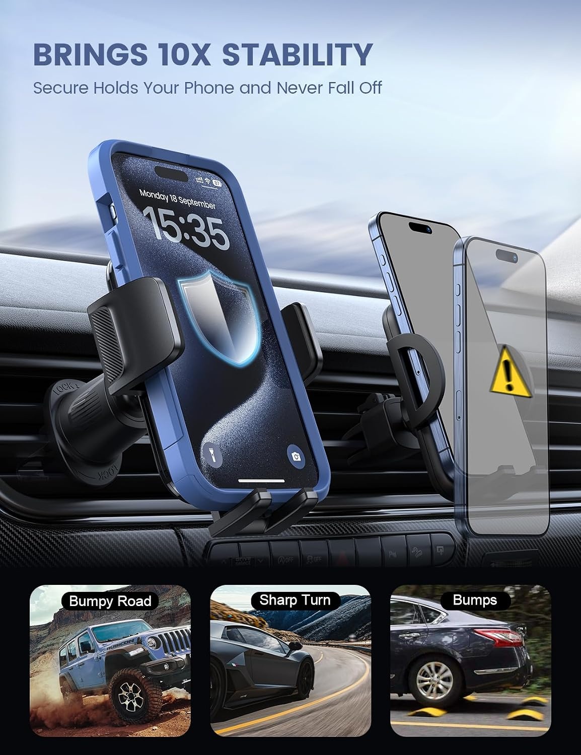 image:imageLamicall 2026 Wider Clamp amp Metal Hook Car Phone Holder Vent Accessories Thick Cases Friendly Phone Holders for Your Car Mount Hands Free for Women Men Gift for iPhone 17 16 15 14 13 Pro Max BlackNEW Upgraded Lucite Black