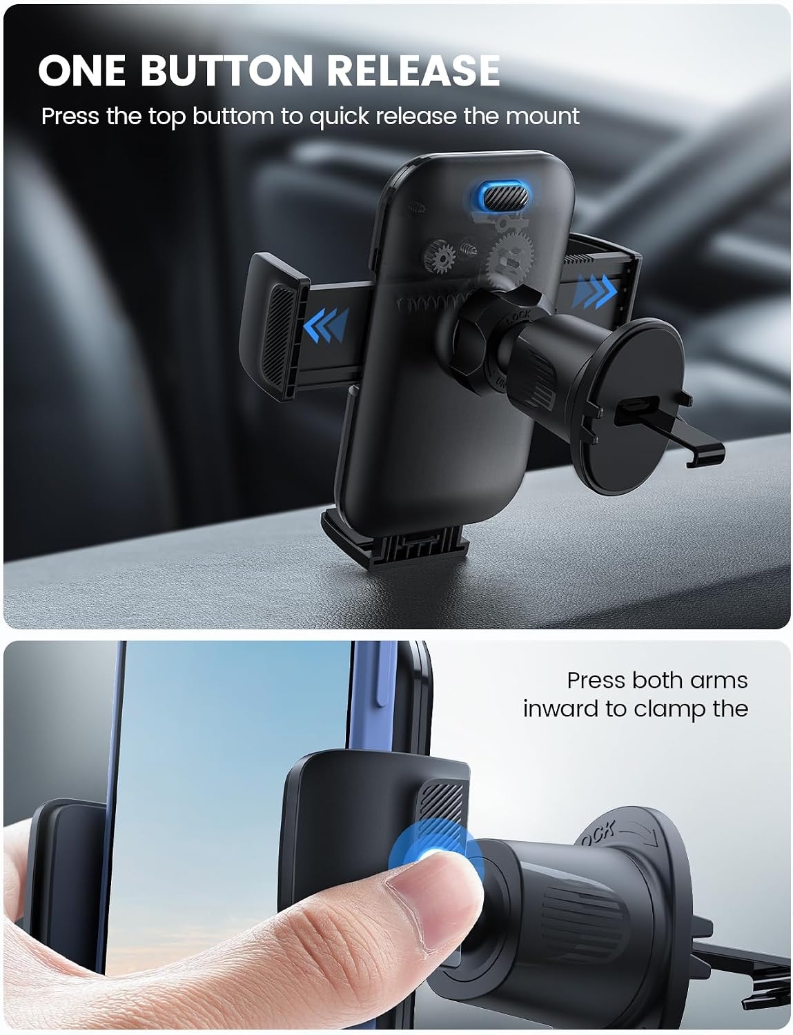 image:imageLamicall 2026 Wider Clamp amp Metal Hook Car Phone Holder Vent Accessories Thick Cases Friendly Phone Holders for Your Car Mount Hands Free for Women Men Gift for iPhone 17 16 15 14 13 Pro Max BlackNEW Upgraded Dark Grey