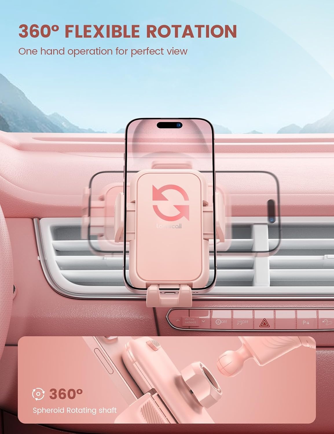 image:imageLamicall 2026 Wider Clamp amp Metal Hook Car Phone Holder Vent Accessories Thick Cases Friendly Phone Holders for Your Car Mount Hands Free for Women Men Gift for iPhone 17 16 15 14 13 Pro Max BlackNEW Upgraded Pink