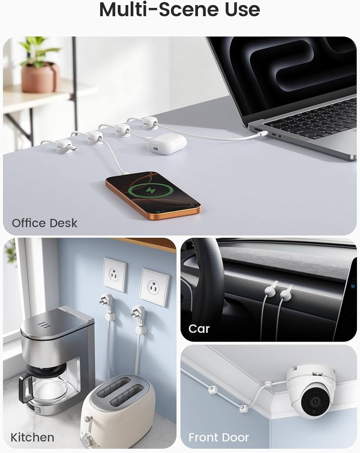 image:imageLamicall 6 Pack Rotating Magnetic Cable Clips Cord Organizer Holder 1s Snap N52 Magnet Wire Management Adhesive Phone Charger Keeper for Desk Nightstand Wall Car Office Home Dorm AccessoriesSnow White Rotatable