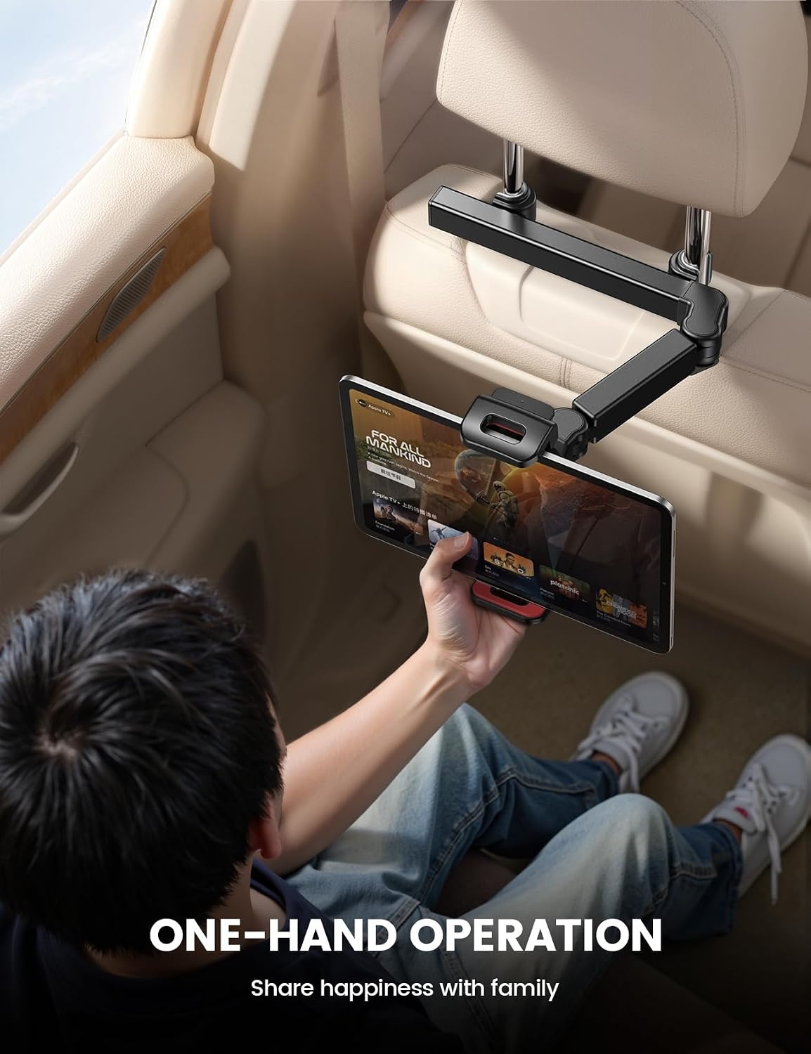 image:imageLamicall Car Headrest Tablet Holder 3 in 1 Extension Adjustable Arm Tablet Car Mount for Back Seat Gifts Road Trip Essentials for Kids for 4711 Devices iPad Pro Air Mini Galaxy Fire HDRed