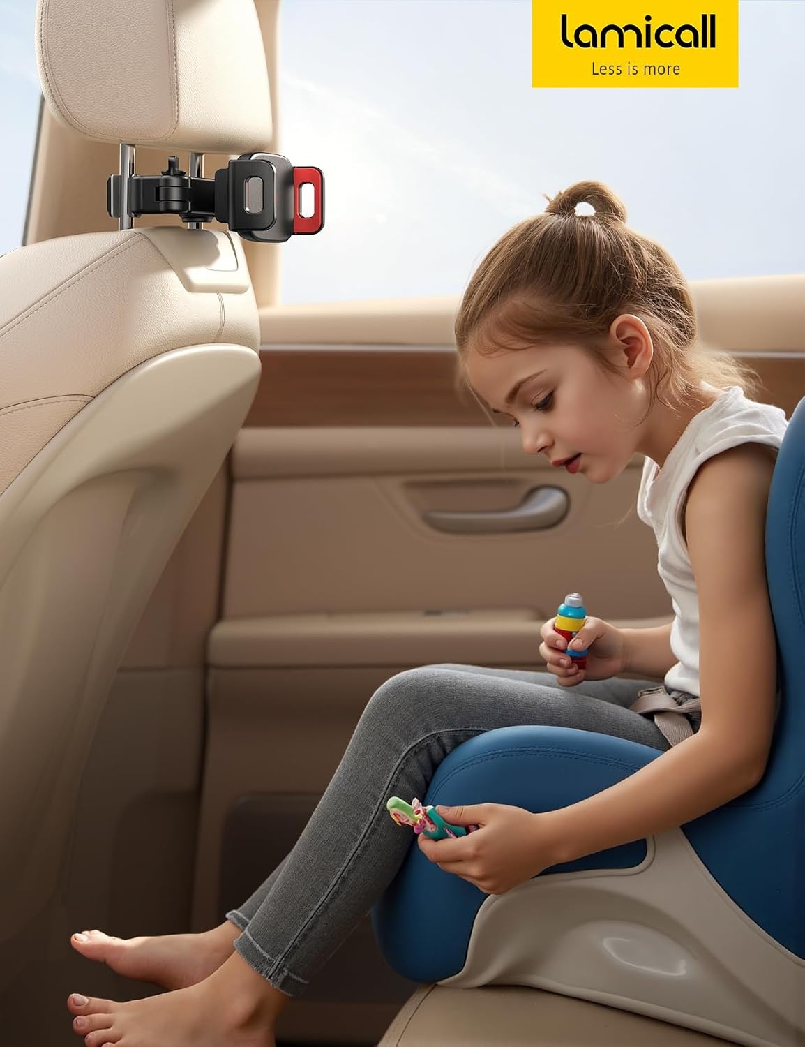 image:imageLamicall Car Headrest Tablet Holder 3 in 1 Extension Adjustable Arm Tablet Car Mount for Back Seat Gifts Road Trip Essentials for Kids for 4711 Devices iPad Pro Air Mini Galaxy Fire HDRed