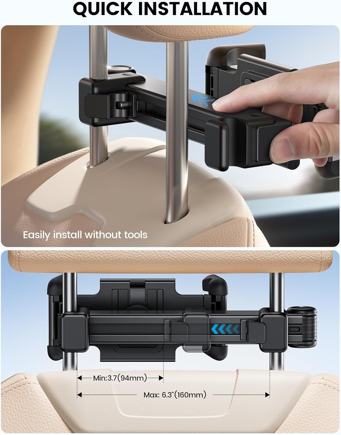 image:imageLamicall Car Headrest Tablet Holder Lockable Thick Case Friendly Foldable Clip Car Backseat Tablet Mount Gifts Car Accessories for Kids for iPad Pro Air Mini Fire HD 4713 Tablets4713 Tablets
