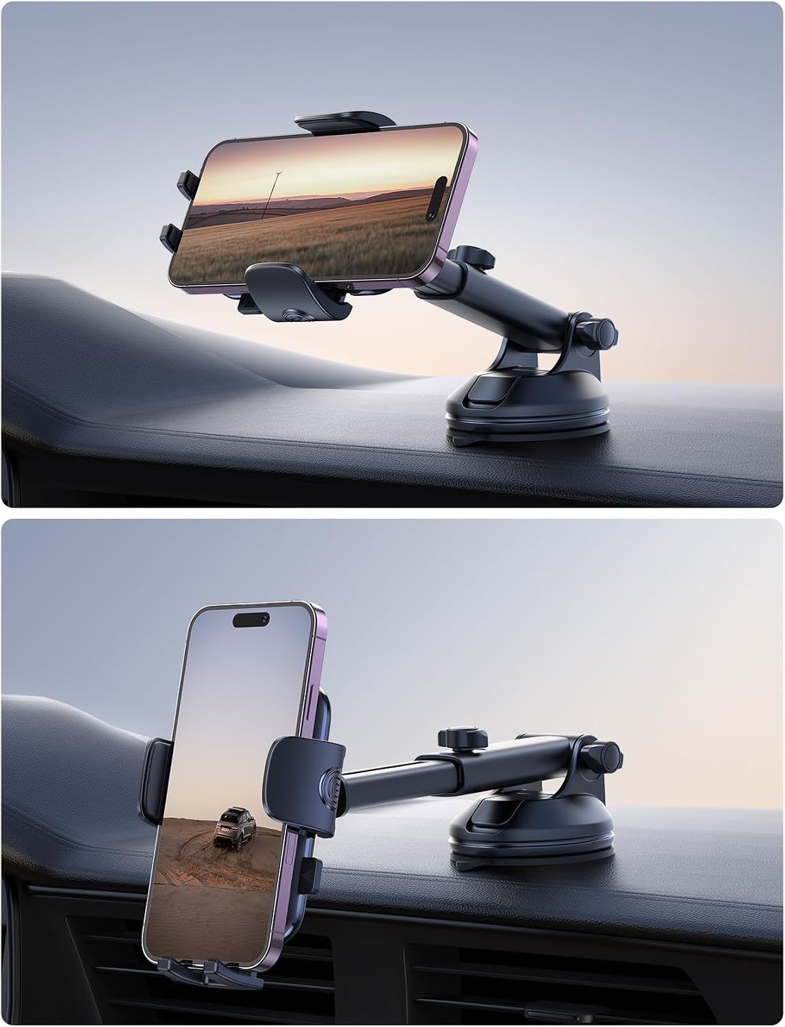 image:imageLamicall Car Phone Holder MilitaryGrade Suction Cup Dashboard Windshield 360 Rotation Phone Holders for Your Car Quick Release Adjustable Phone Mount for Car Truck for iPhone 17 16 15 14 Pro MaxNEW Upgraded Dark Grey