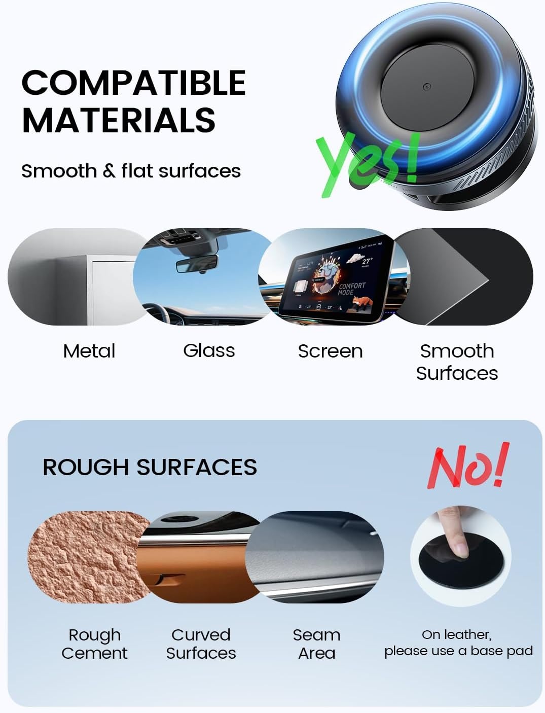 image:imageLamicall Car Phone Holder for Magsafe Dashboard Windshield Nano Gel Vacuum 20X Magnetic Phone Holders for Your Car 360 Suction Cup Phone Mount for iPhone 17 16 15 14 13 12 Pro Max Gift Truck BlackBlack