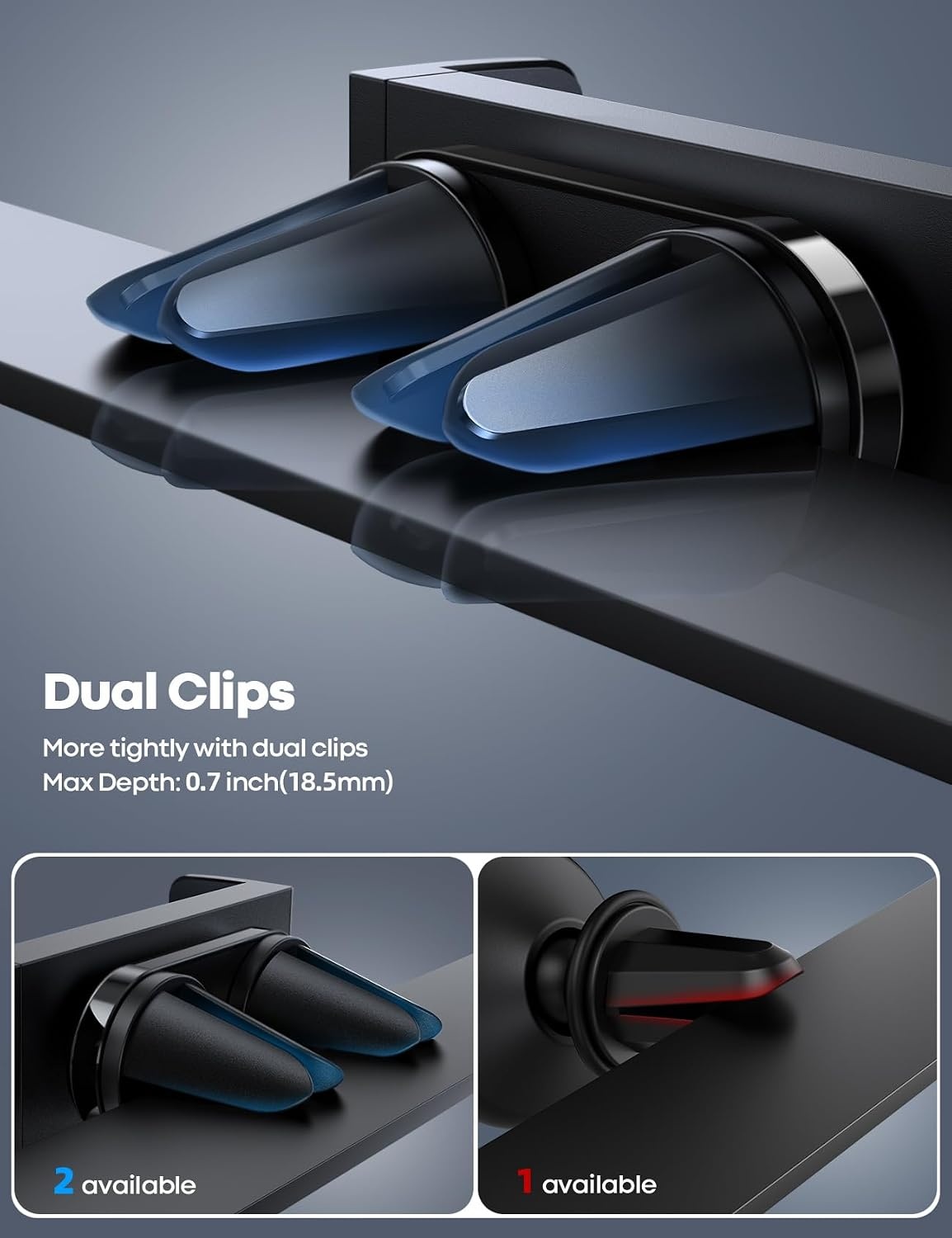 image:imageLamicall Car Vent Phone Mount Two Grips Design Phone Holders for Your Car Universal Car Phone Holder Hands Free Phone Mount for iPhone 17 16 15 14 13 12 11 Mini SE Pro Smartphone for Women Men BlackNEW Upgraded Gray