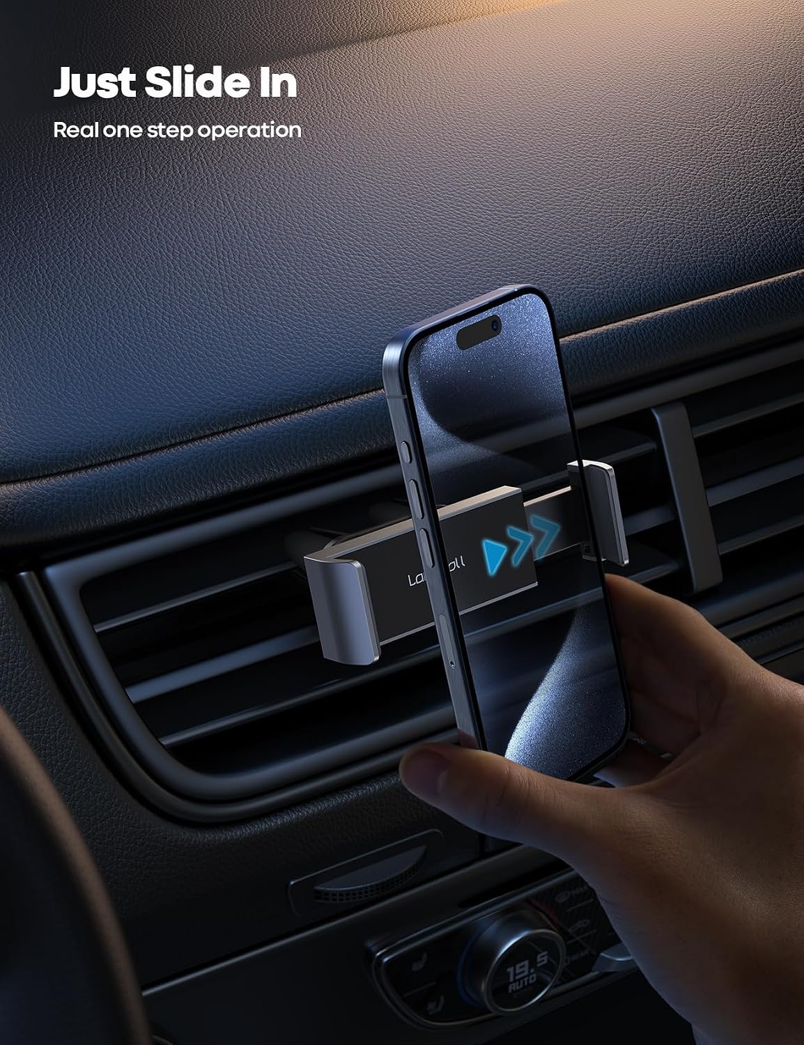image:imageLamicall Car Vent Phone Mount Two Grips Design Phone Holders for Your Car Universal Car Phone Holder Hands Free Phone Mount for iPhone 17 16 15 14 13 12 11 Mini SE Pro Smartphone for Women Men BlackNEW Upgraded Gray