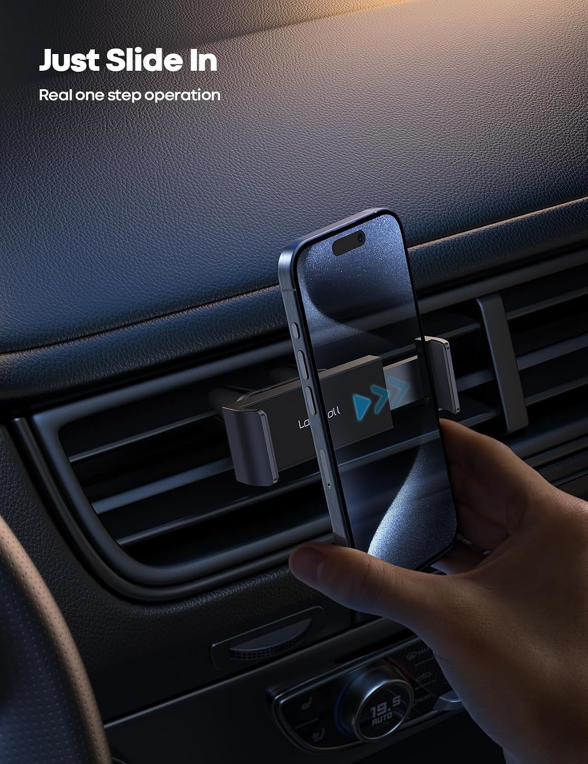 image:imageLamicall Car Vent Phone Mount Two Grips Design Phone Holders for Your Car Universal Car Phone Holder Hands Free Phone Mount for iPhone 17 16 15 14 13 12 11 Mini SE Pro Smartphone for Women Men Black1Black