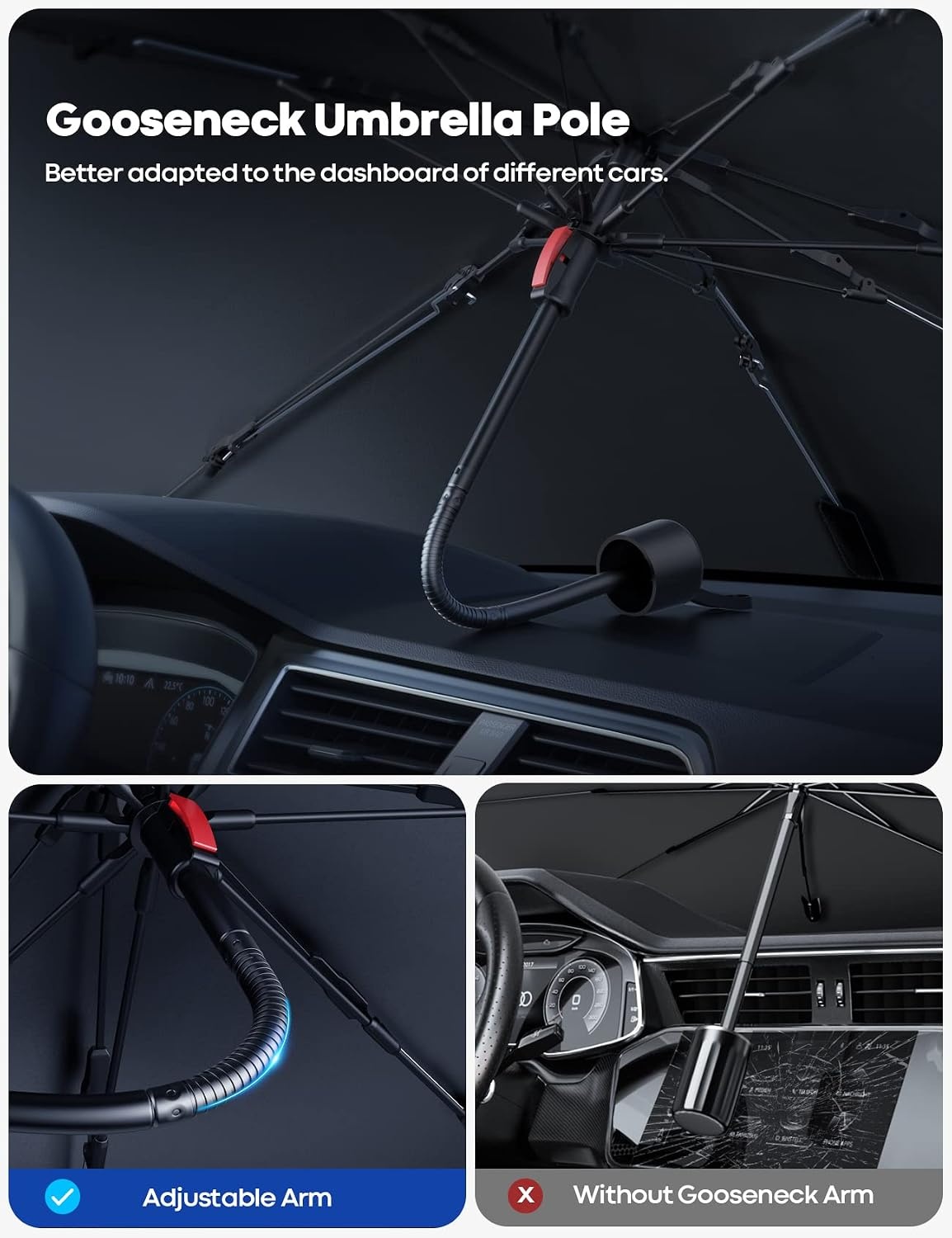 image:imageLamicall Car Windshield Sunshade Umbrella Foldable Car Windshield Sun Shade Cover 5 Layers UV Block Coating 52x31 Front Window Heat Insulation Protection for Auto Sedan SUV Windshield Foldable Umbrella Design 5 Layers UV Block Coating Front Window Heat Insulation Protection for Auto Sedan SUV Windshield52x31