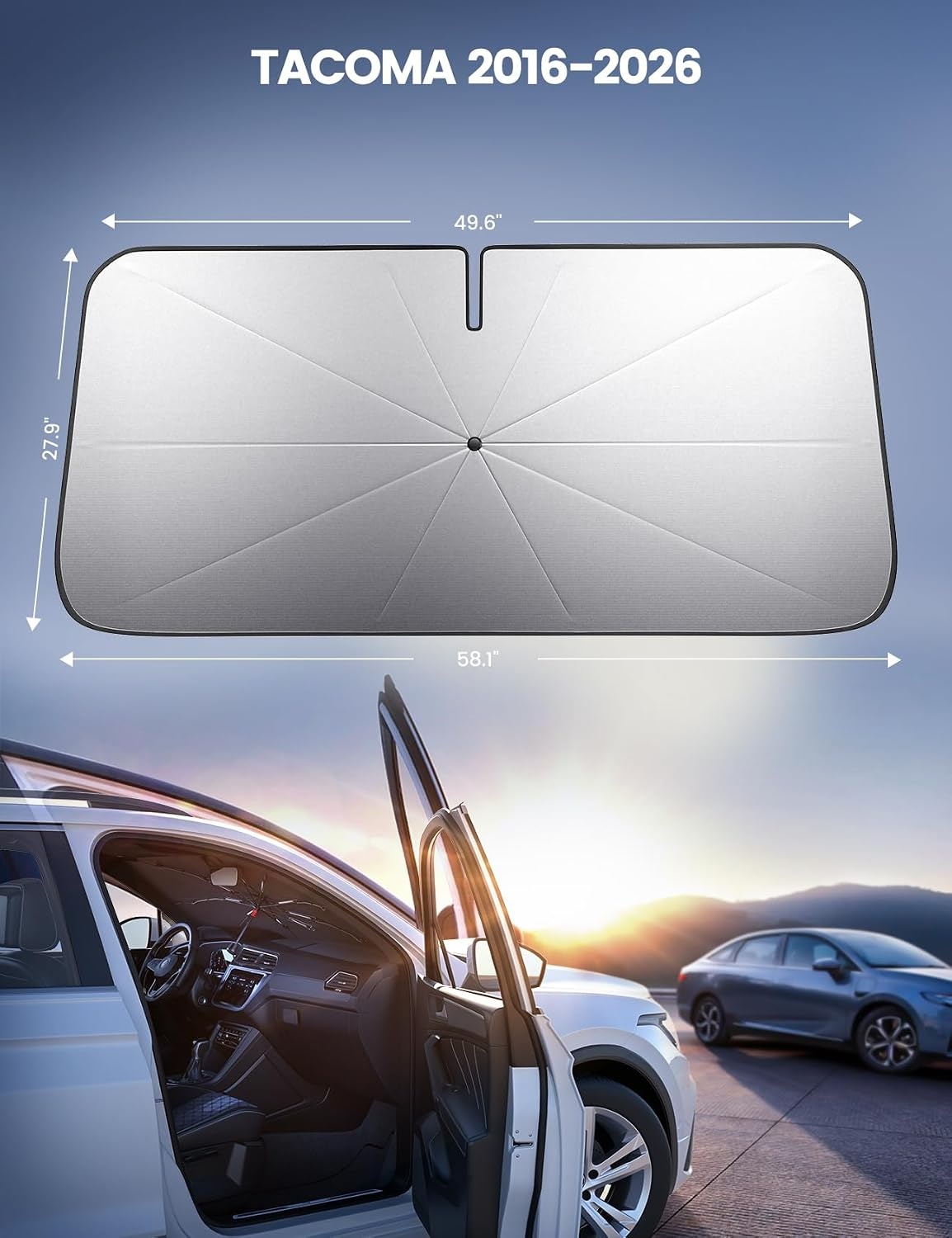 image:imageLamicall Car Windshield Sunshade Umbrella Foldable Car Windshield Sun Shade Cover 5 Layers UV Block Coating 52x31 Front Window Heat Insulation Protection for Auto Sedan SUV Windshield Foldable Umbrella Design 5 Layers UV Block Coating Front Window Heat Insulation Protection for Auto Sedan SUV WindshieldToyota Tacoma 20162026