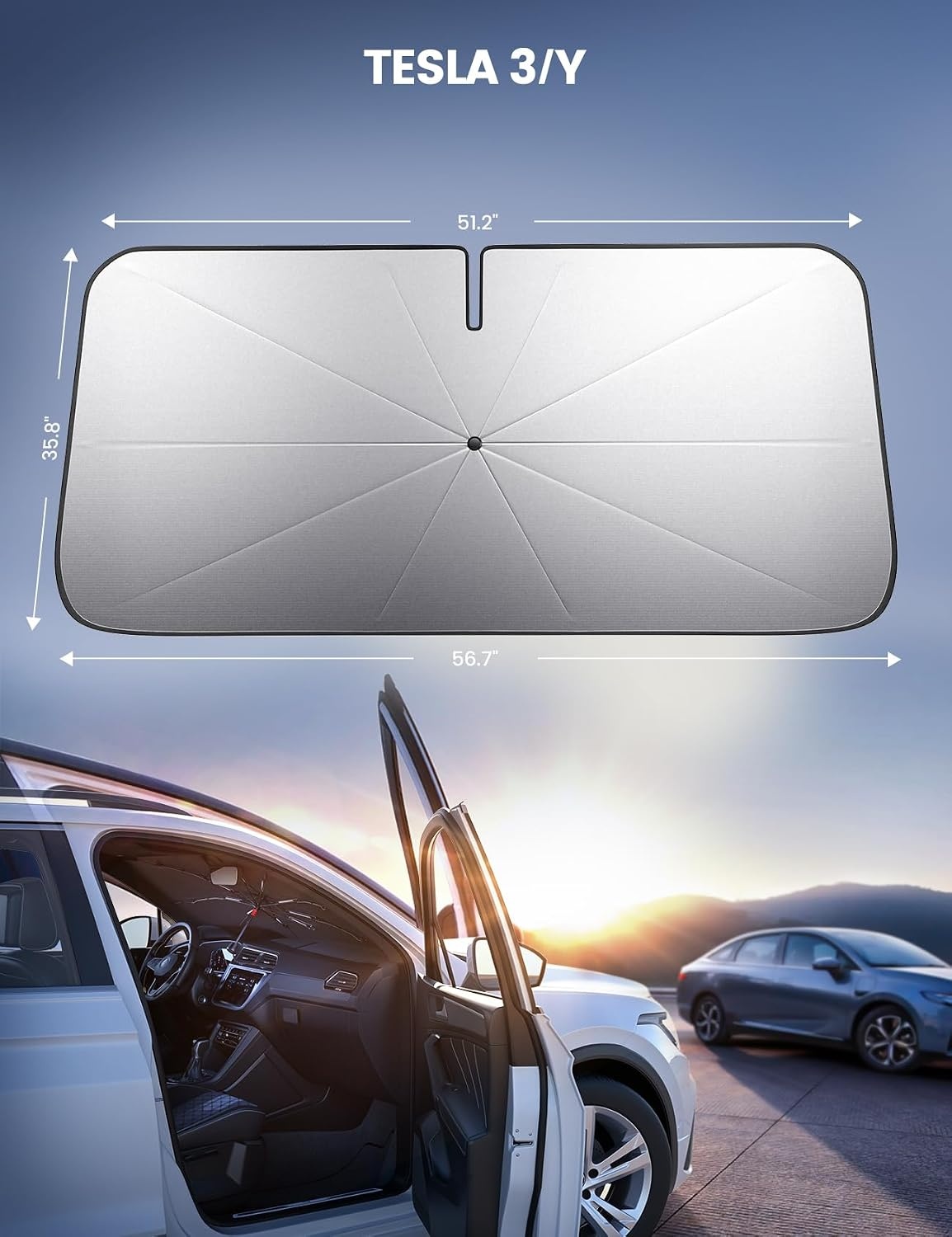 image:imageLamicall Car Windshield Sunshade Umbrella Foldable Car Windshield Sun Shade Cover 5 Layers UV Block Coating 52x31 Front Window Heat Insulation Protection for Auto Sedan SUV Windshield Foldable Umbrella Design 5 Layers UV Block Coating Front Window Heat Insulation Protection for Auto Sedan SUV WindshieldTesla 3Y 20172026