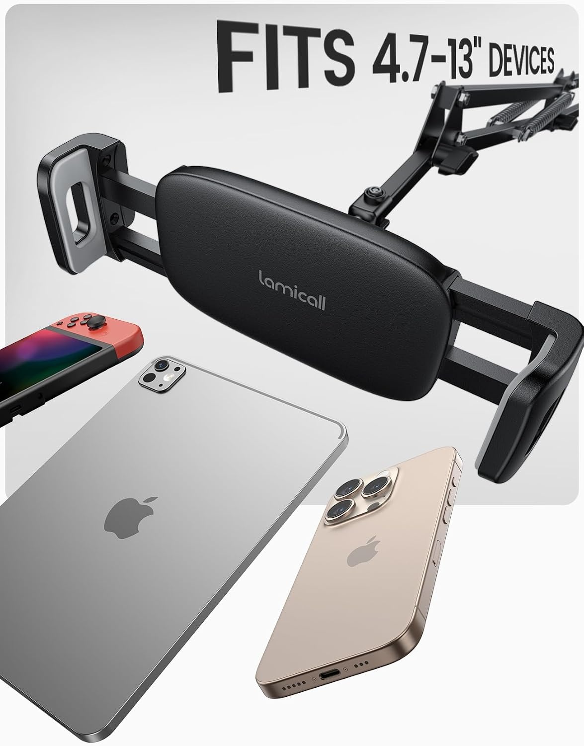 image:imageLamicall Kindle Stand Tablet Holder 55 Height Adjust Extend Flexible Arm Extendable Flexible Arm 55 Height Adjustable Heavy Base Kindle Accessories Bed Tablet Mount for 4713 iPad Pro Air Mini