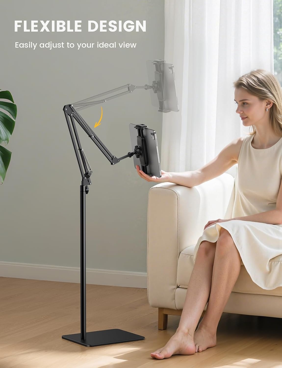 image:imageLamicall Kindle Stand Tablet Holder 55 Height Adjust Extend Flexible Arm Extendable Flexible Arm 55 Height Adjustable Heavy Base Kindle Accessories Bed Tablet Mount for 4713 iPad Pro Air Mini