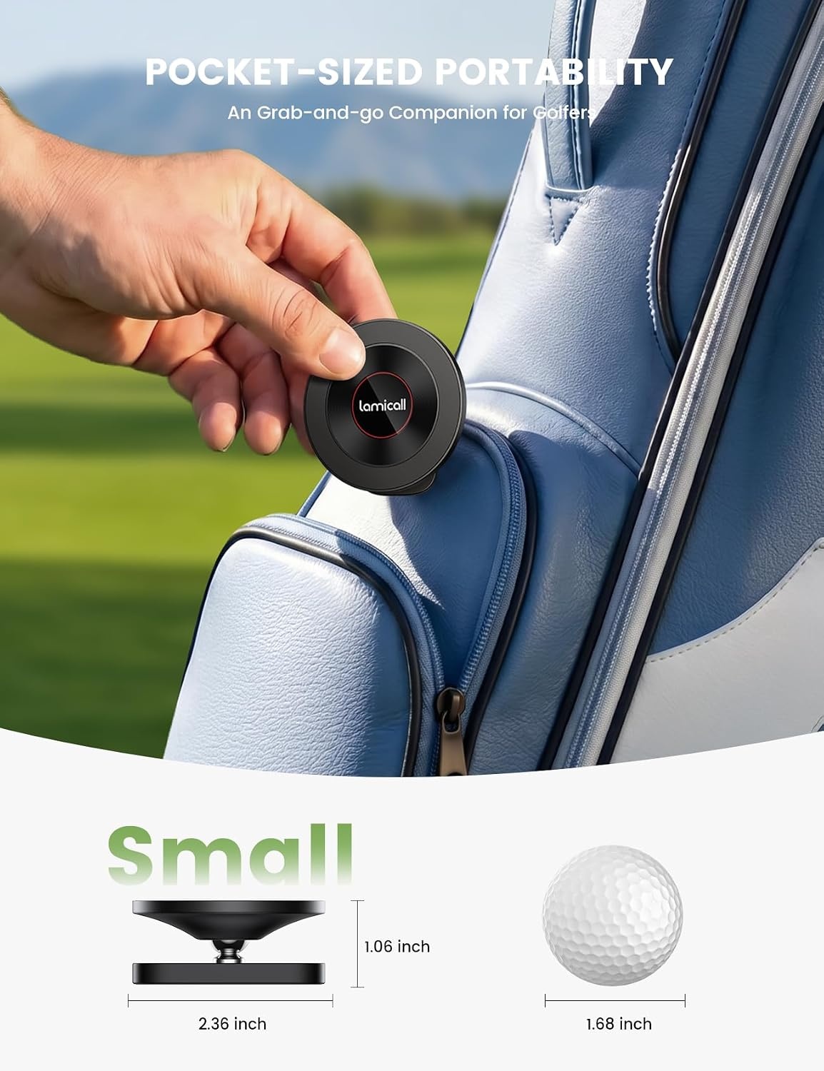 image:imageLamicall Magnetic Golf Cart Phone Holder Strongest N55 Magnet Alloy Build Unique Golf Accessories Gift for Men Dad Husband 360 PocketSized for Magsafe Phone Holder for Gym Fits EZGO Club Car Yamaha