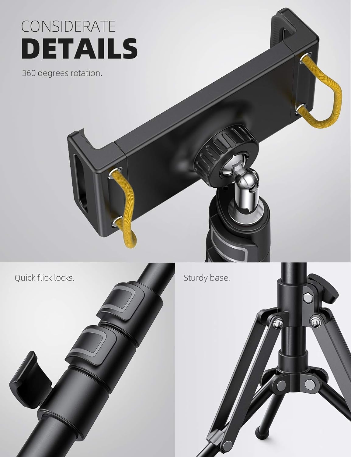 image:imageLamicall Tablet Floor Tripod Stand 649 Fast Adjustable Height iPad Holder Tablet Mount with Bluetooth Remote 649 Fast Height Adjust Watching for 4713 iPad Pro Mini Air Kindle iPhone Fire Tabswith Bluetooth