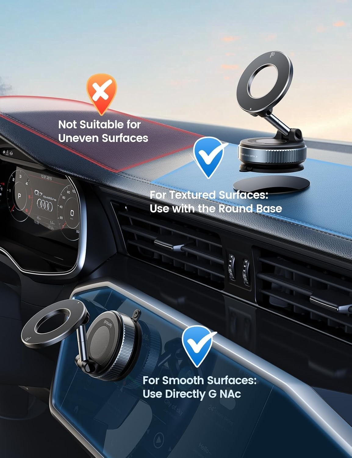 image:imageLamicall for MagSafe Car Mount 70LBS Vacuum Suction Dashboard amp Windshield 20X Magnet Car Phone Holder 360 Foldable Magnetic Phone Holders for Your Car fit iPhone 17 16 15 14 Pro Max Gift Truck BlackBlack