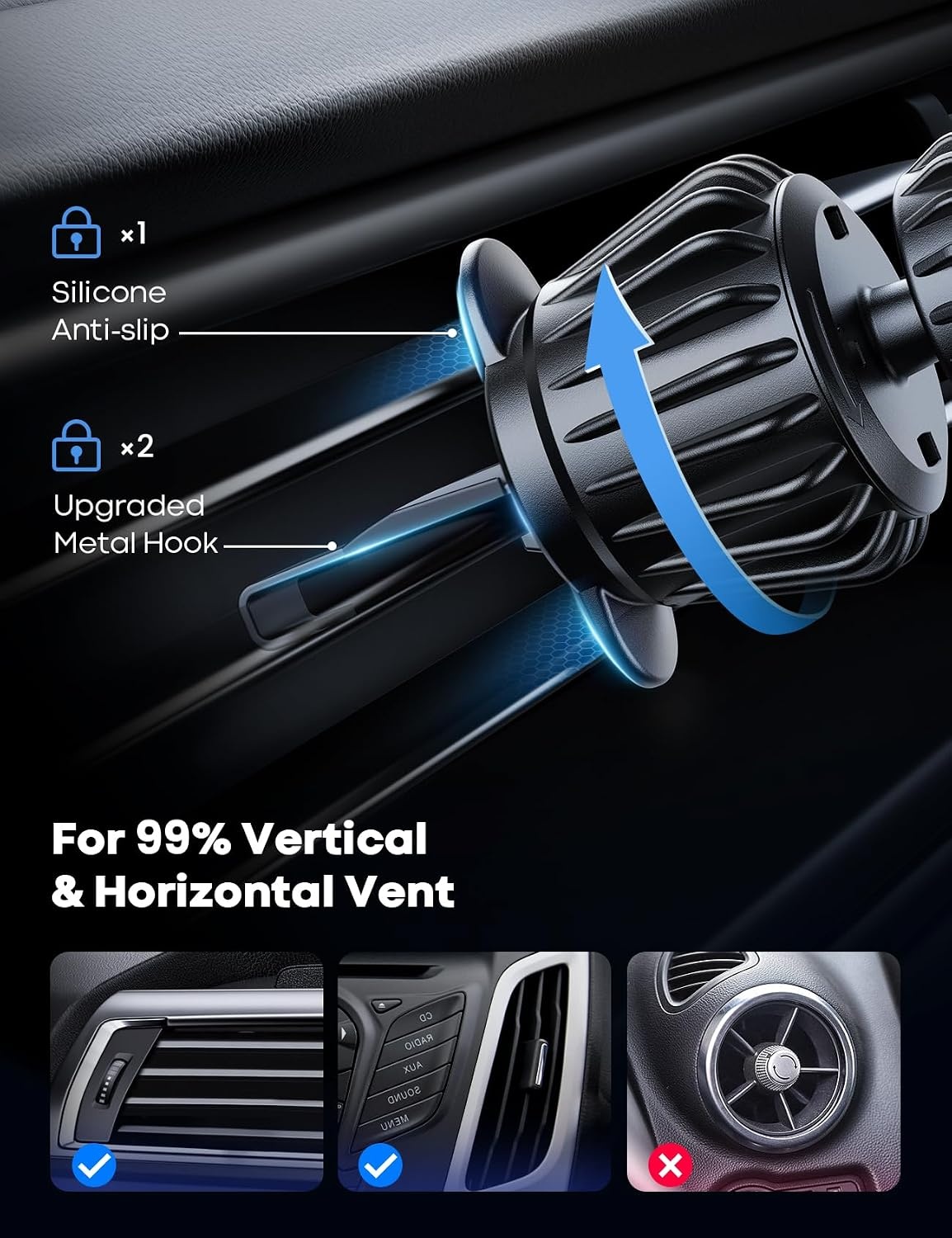 image:imageLamicall for MagSafe Car Mount Vent 20 Super Magnets Accessories for iPhone Magnetic Phone Holders for Your Car HandsFree Car Phone Holder Mount Air for Women Men Gift fit iPhone 17 16 15 Pro Max BlackNEW Upgraded Silver