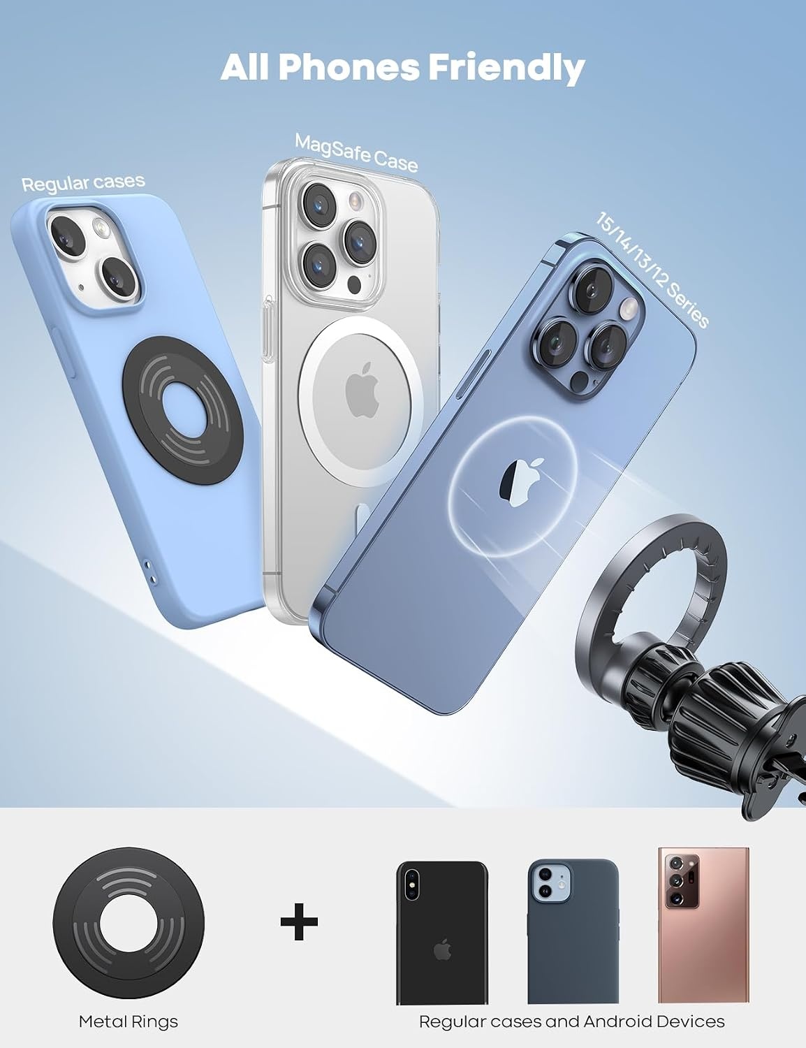 image:imageLamicall for MagSafe Car Mount Vent 20 Super Magnets Accessories for iPhone Magnetic Phone Holders for Your Car HandsFree Car Phone Holder Mount Air for Women Men Gift fit iPhone 17 16 15 Pro Max BlackNEW Upgraded Silver