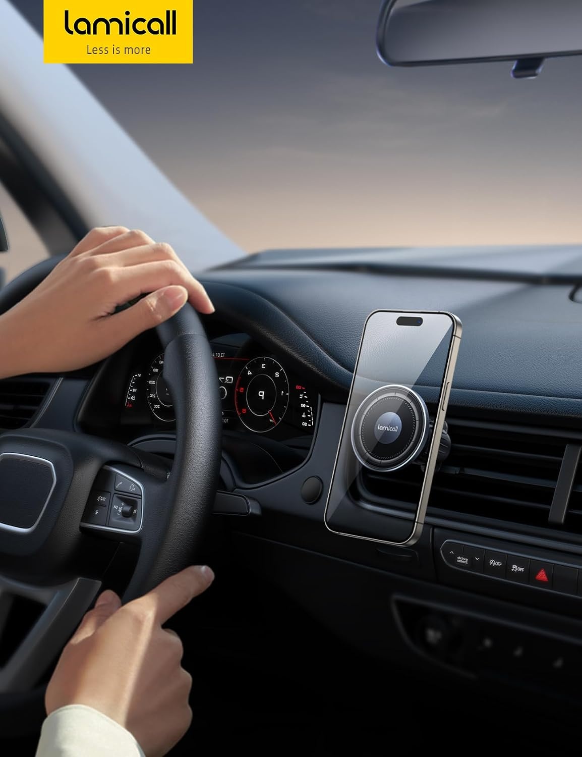 image:imageLamicall for MagSafe Car Mount Vent 20x Magnets Phone Holder for iPhone 17 Metal Hook Magnetic Phone Holders for Your Car 360 Rotation Car Phone Holder Gift Accessories for iPhone 1716 Pro Max Case